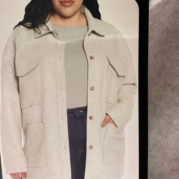 Banana Republic Cream Utility Jacket Relaxed Fit size XL New - Picture 1 of 12